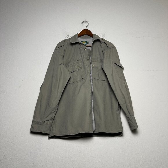 Cabela's Outdoor Gear Hunting Utility Button Up Casual Shirt Men L Khaki Hiking - Picture 1 of 9